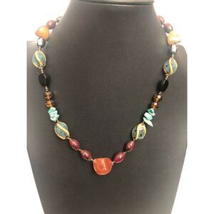 575 beaded natural stones and bead necklace 18"- 22" long